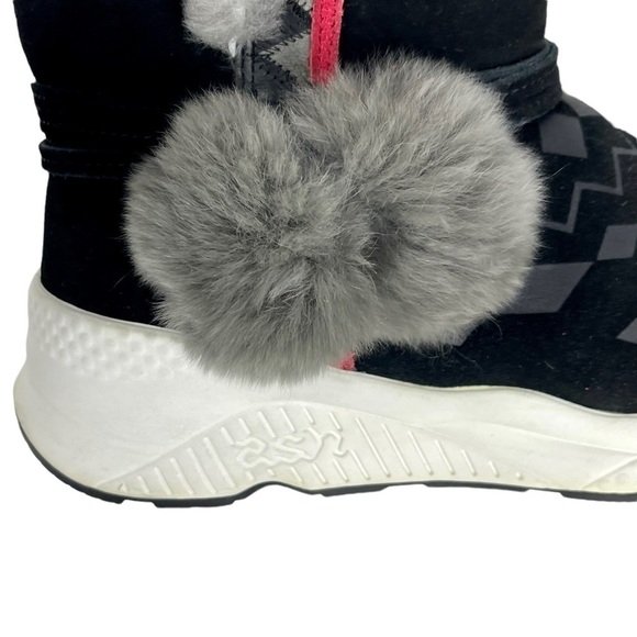 ASH MONGOLIA LAMBSKIN SUEDE SHEARLING GEOMETRIC POM POMS SNEAKER WINTER BOOTS - Picture 12 of 14